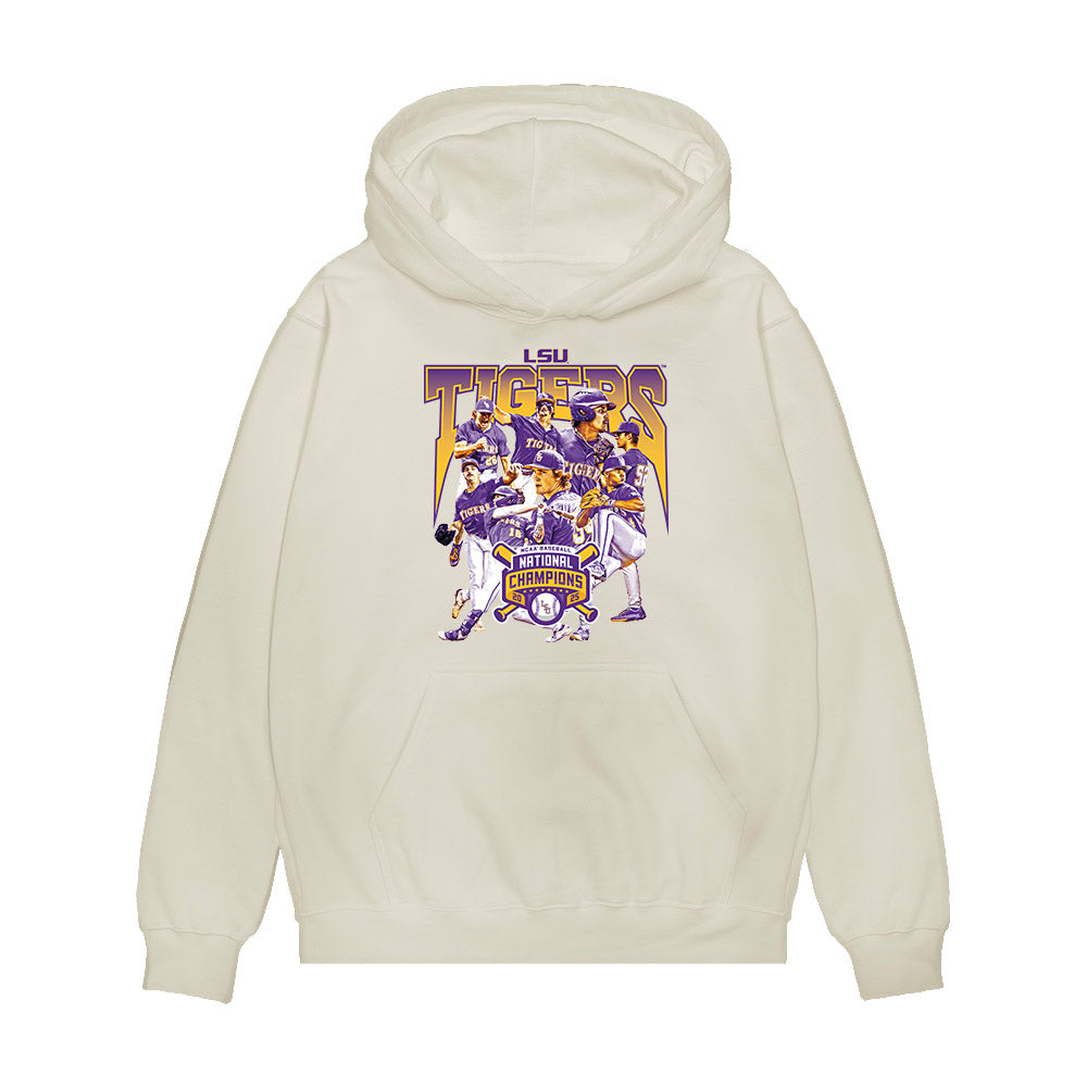LSU - NCAA Baseball : - National Championship Collage Premium Hooded Sweatshirt-0