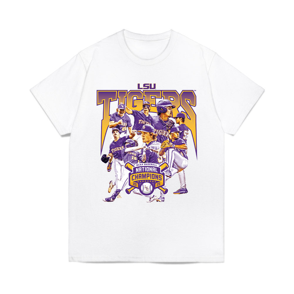 LSU - NCAA Baseball : - National Championship Collage Comfort Colors T-Shirt-0