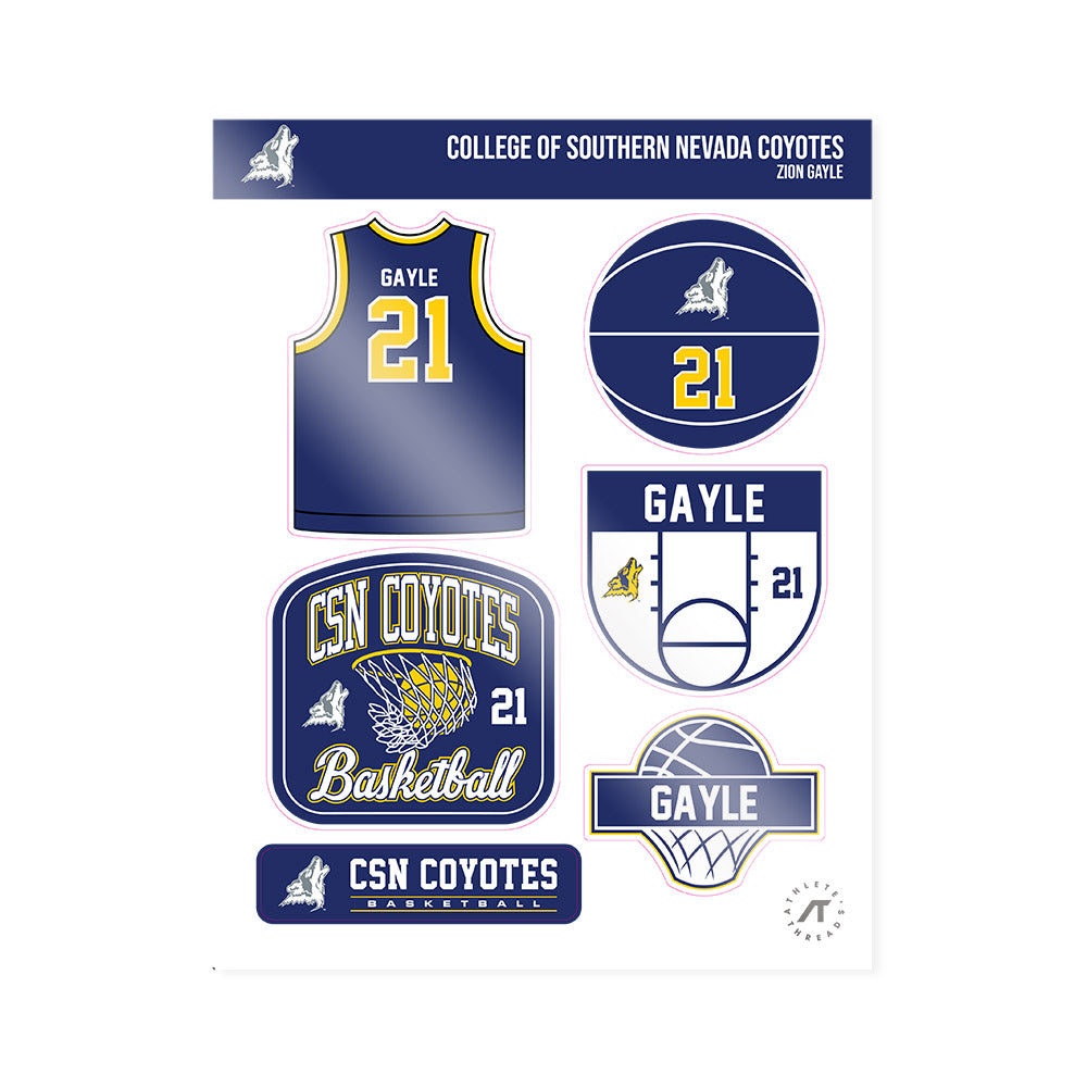 Southern Nevada - NCAA Men's Basketball : Zion Gayle - Sticker Sheet-0