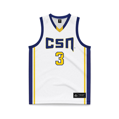 Southern Nevada - NCAA Men's Basketball : Khamari Taylor - White Basketball Jersey-0