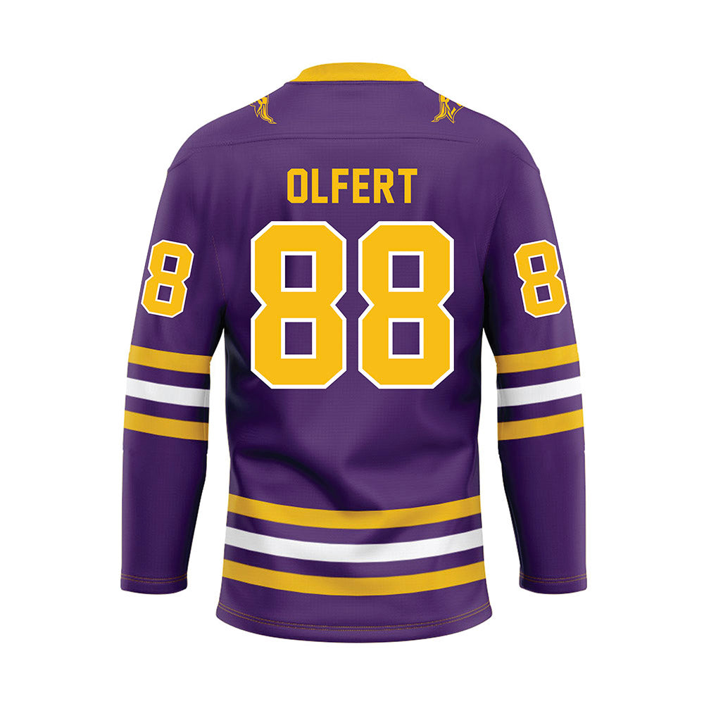 Minn. St. - NCAA Women's Ice Hockey : Katie Olfert - Purple Hockey Jersey-1