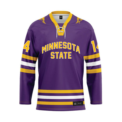 Minn. St. - NCAA Women's Ice Hockey : Mercury Bischoff - Purple Hockey Jersey-0