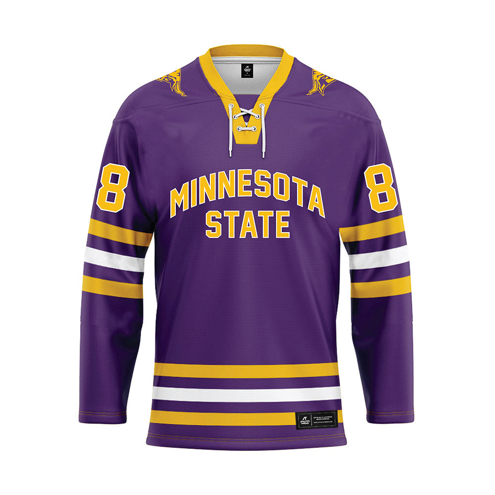 Minn. St. - NCAA Women's Ice Hockey : Katie Olfert - Purple Hockey Jersey-0