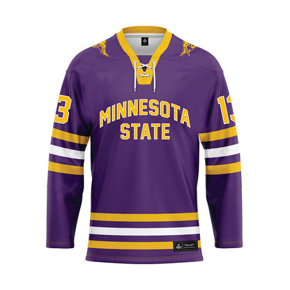 Minn. St. - NCAA Women's Ice Hockey : Kendall Hassler - Purple Hockey Jersey-0