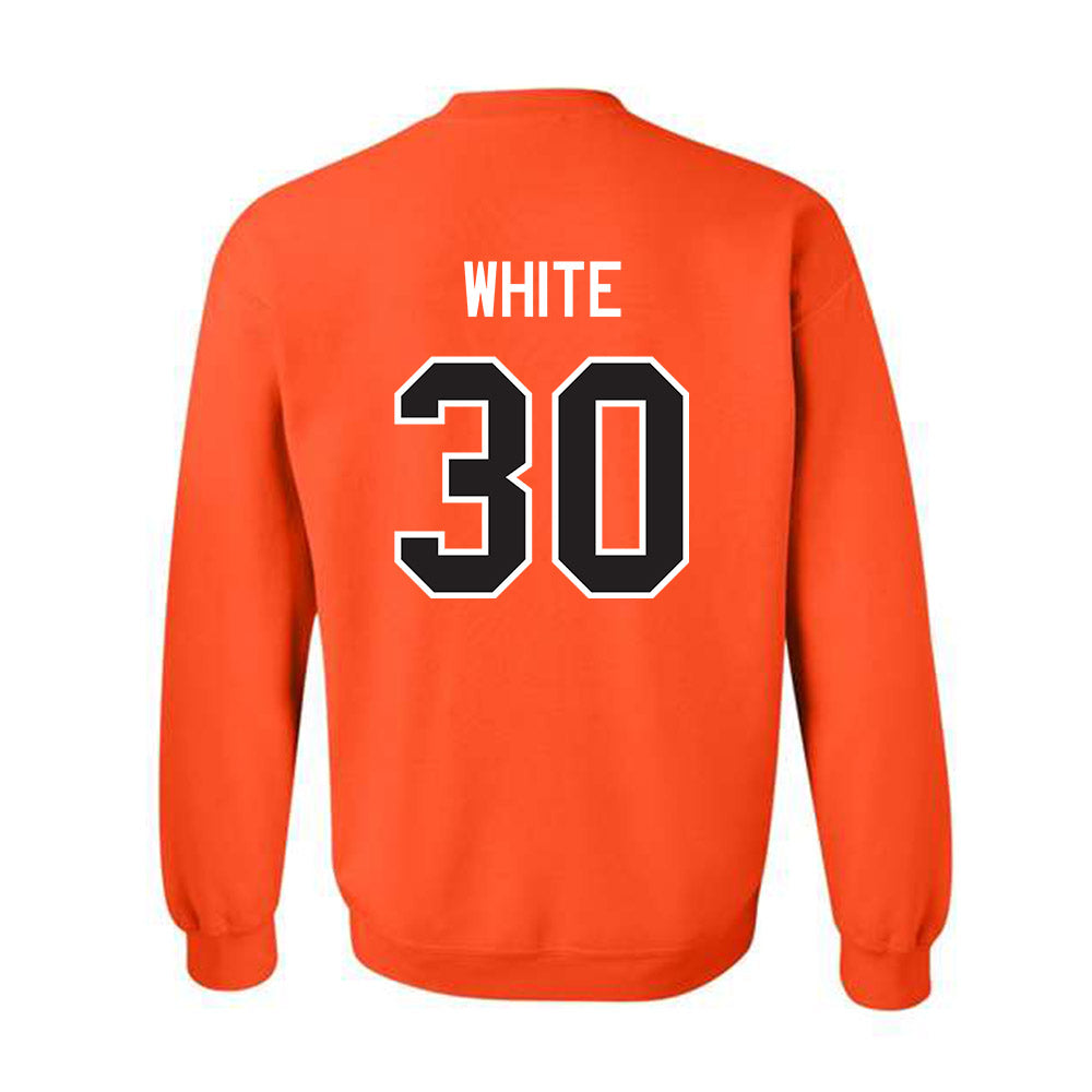 Oklahoma State - NCAA Football : Trip White - Classic Shersey Crewneck Sweatshirt-1