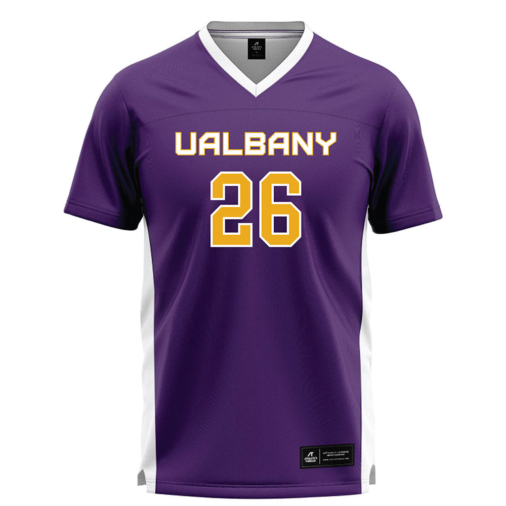Albany - NCAA Men's Lacrosse : Bennett Booth - Purple Lacrosse Jersey -0