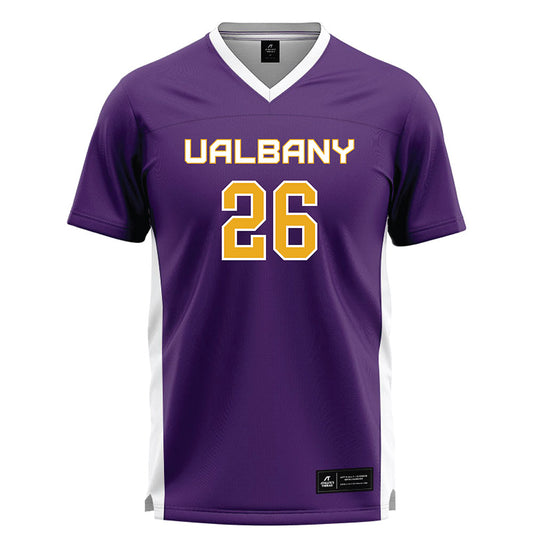 Albany - NCAA Men's Lacrosse : Bennett Booth - Purple Lacrosse Jersey -0