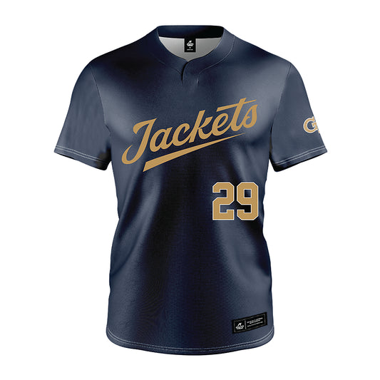 Georgia Tech - NCAA Baseball : Mason Patel - Navy Jersey-0