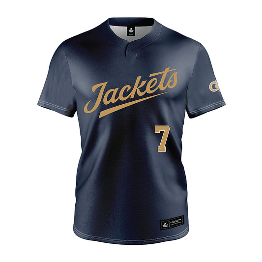 Georgia Tech - NCAA Baseball : Will Baker - Navy Jersey-0