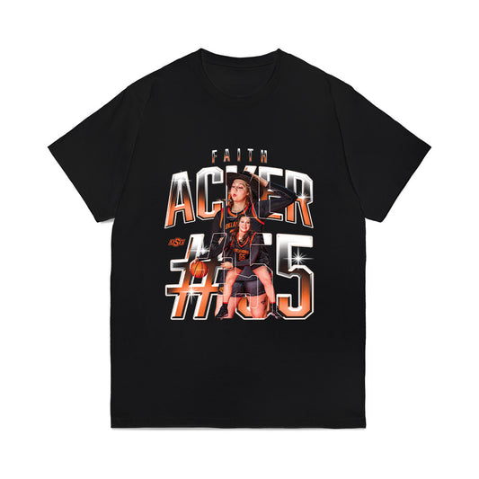 Oklahoma State - NCAA Women's Basketball : Faith Acker - Collage Comfort Colors T-Shirt-0