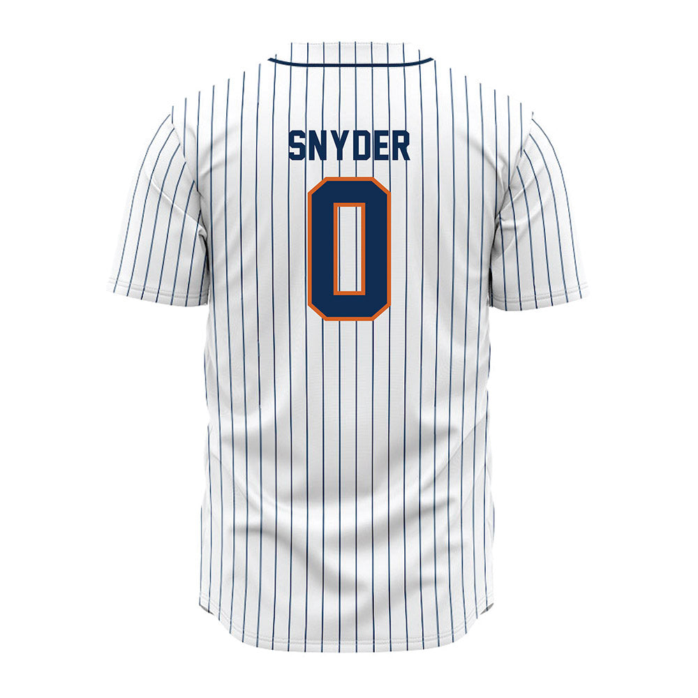 Wheaton IL - NCAA Baseball : Caleb Snyder - White Pinstripe Jersey-1