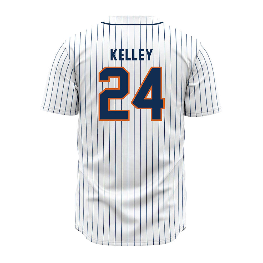 Wheaton IL - NCAA Baseball : Caleb Kelley - White Pinstripe Jersey-1