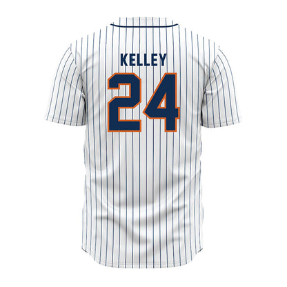 Wheaton IL - NCAA Baseball : Caleb Kelley - White Pinstripe Jersey-1