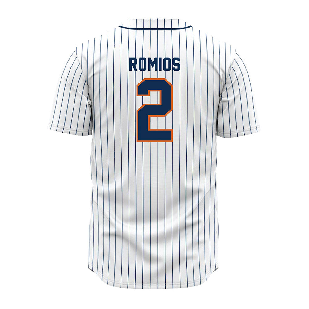Wheaton IL - NCAA Baseball : Niko Romios - White Pinstripe Jersey-1