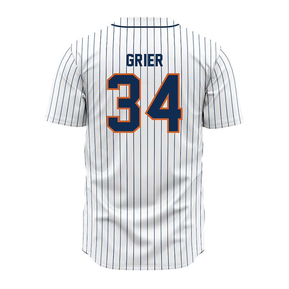 Wheaton IL - NCAA Baseball : Carson Grier - White Pinstripe Jersey-1