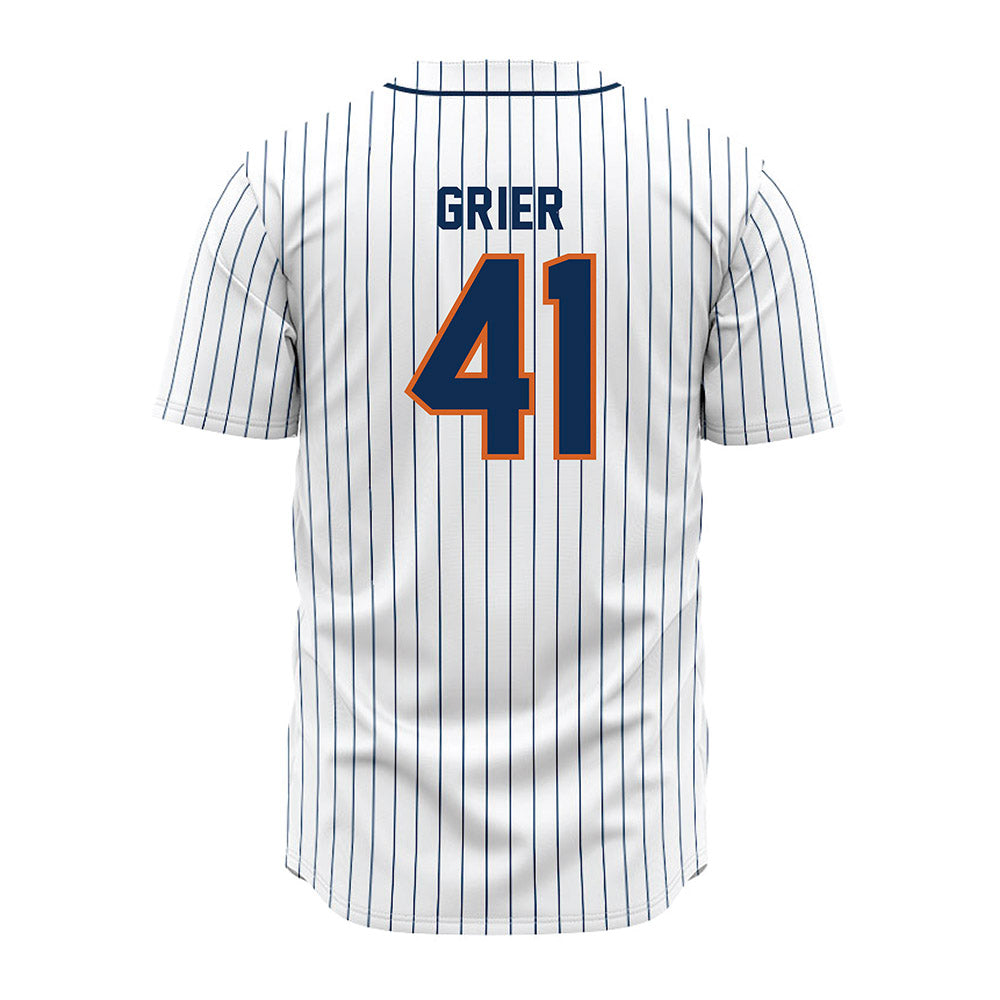 Wheaton IL - NCAA Baseball : Kyle Grier - White Pinstripe Jersey-1