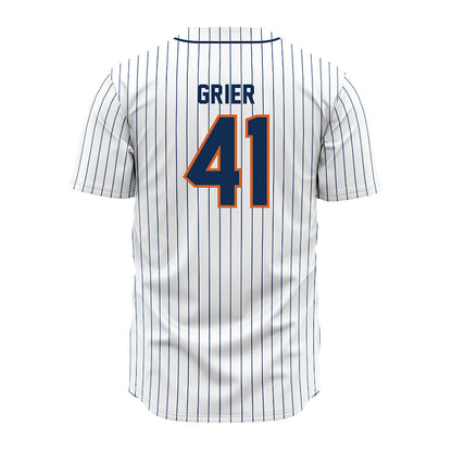 Wheaton IL - NCAA Baseball : Kyle Grier - White Pinstripe Jersey-1