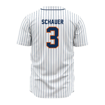 Wheaton IL - NCAA Baseball : Caleb Schauer - White Pinstripe Jersey-1