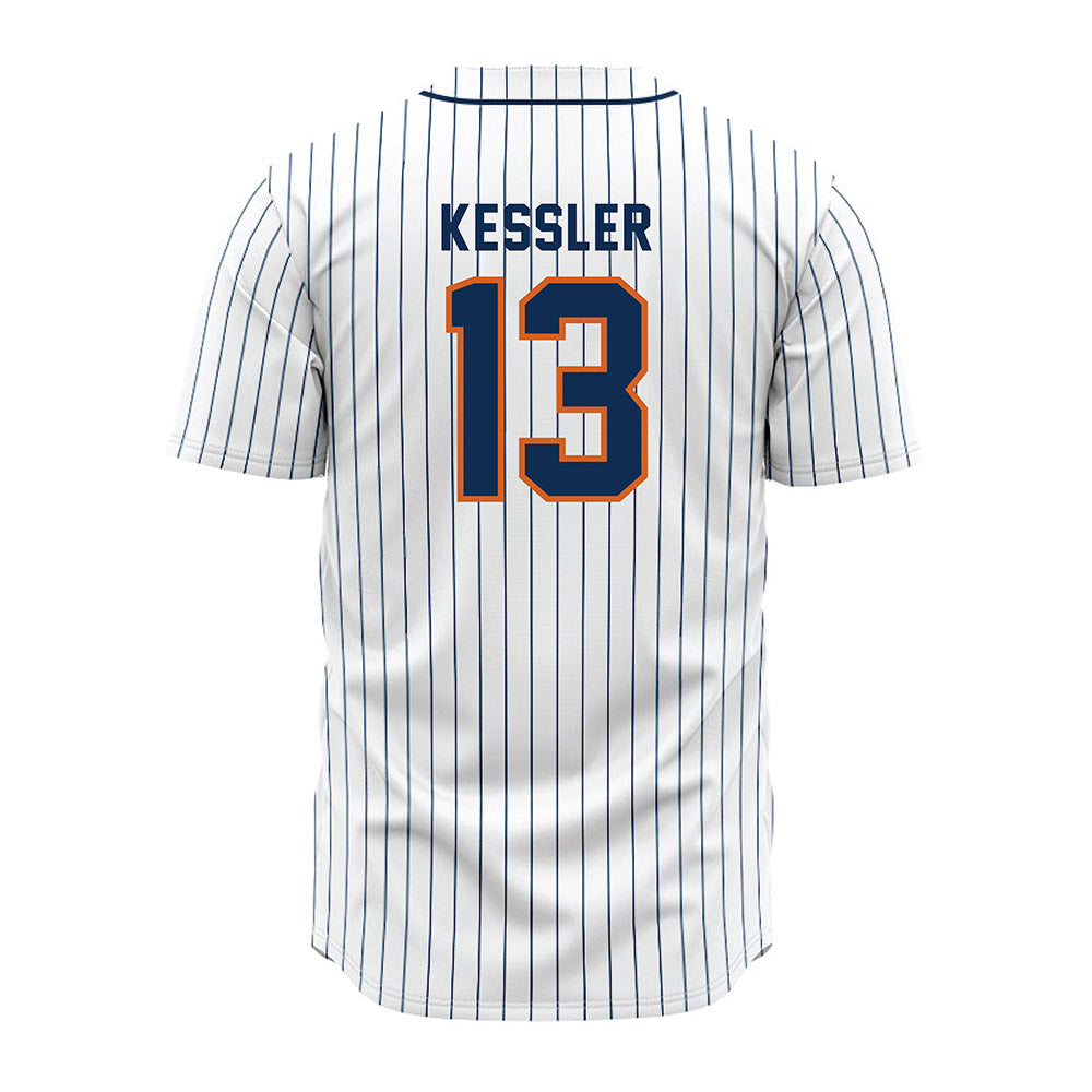 Wheaton IL - NCAA Baseball : Billy Kessler - White Pinstripe Jersey-1