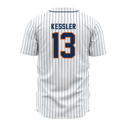 Wheaton IL - NCAA Baseball : Billy Kessler - White Pinstripe Jersey-1
