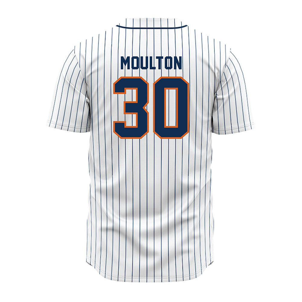 Wheaton IL - NCAA Baseball : Jonah Moulton - White Pinstripe Jersey-1