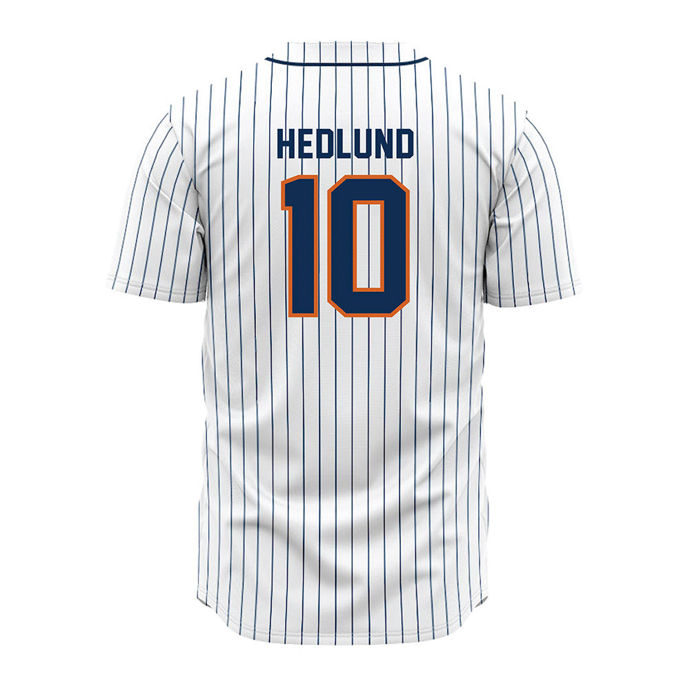 Wheaton IL - NCAA Baseball : Nathan Hedlund - White Pinstripe Jersey-1