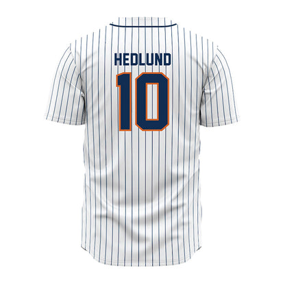 Wheaton IL - NCAA Baseball : Nathan Hedlund - White Pinstripe Jersey-1