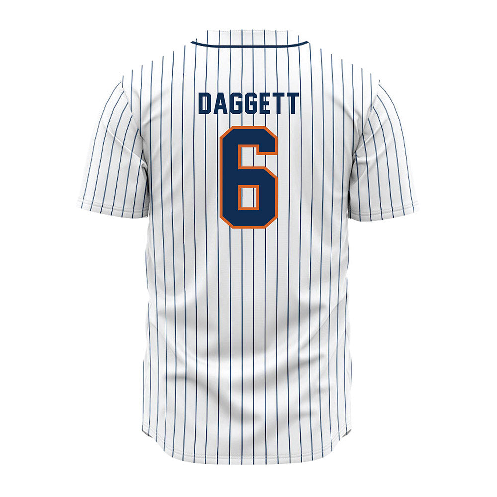 Wheaton IL - NCAA Baseball : Cole Daggett - White Pinstripe Jersey-1