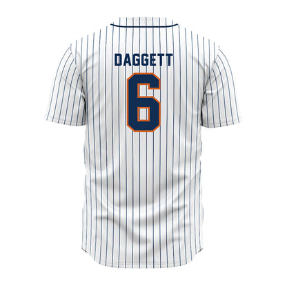 Wheaton IL - NCAA Baseball : Cole Daggett - White Pinstripe Jersey-1