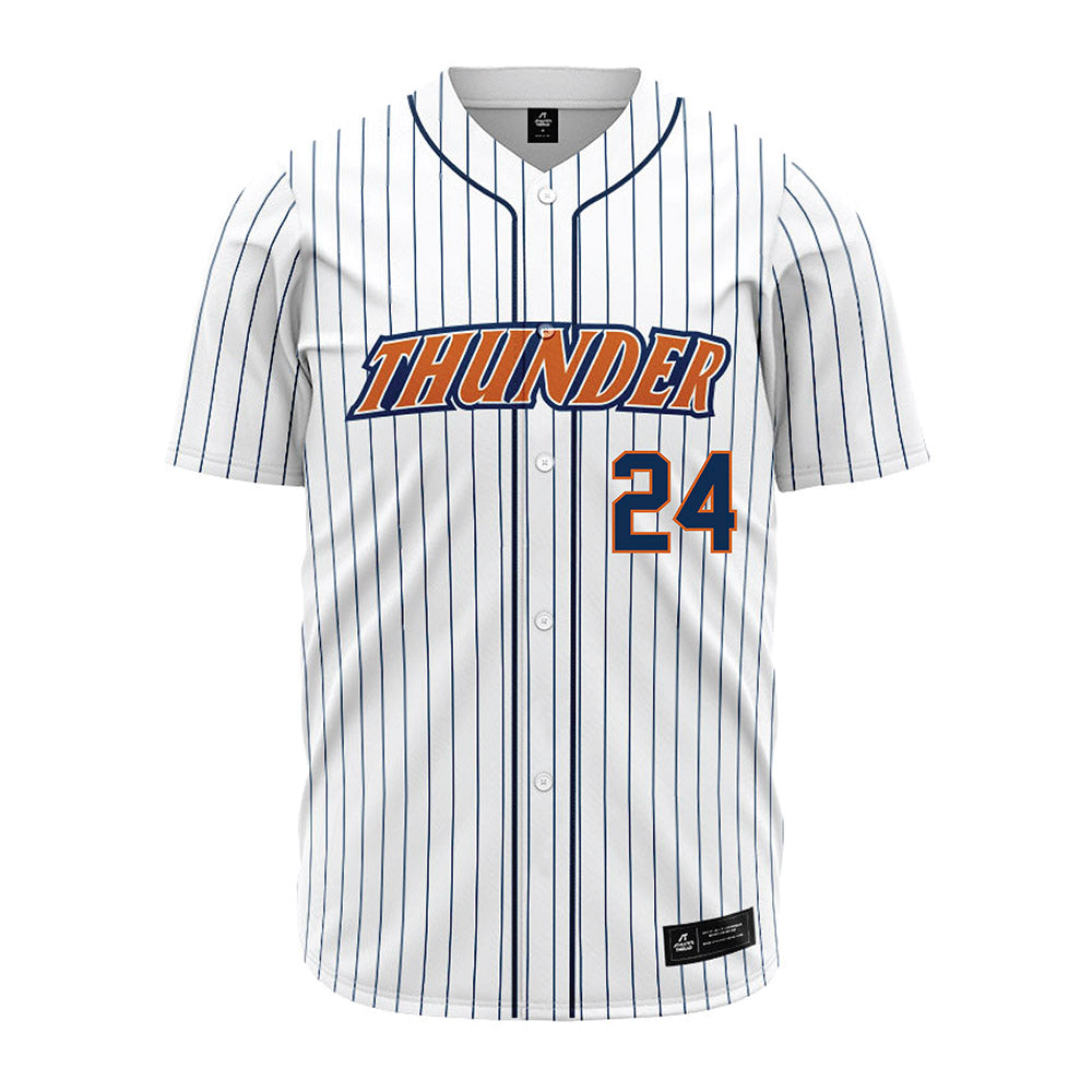 Wheaton IL - NCAA Baseball : Caleb Kelley - White Pinstripe Jersey-0