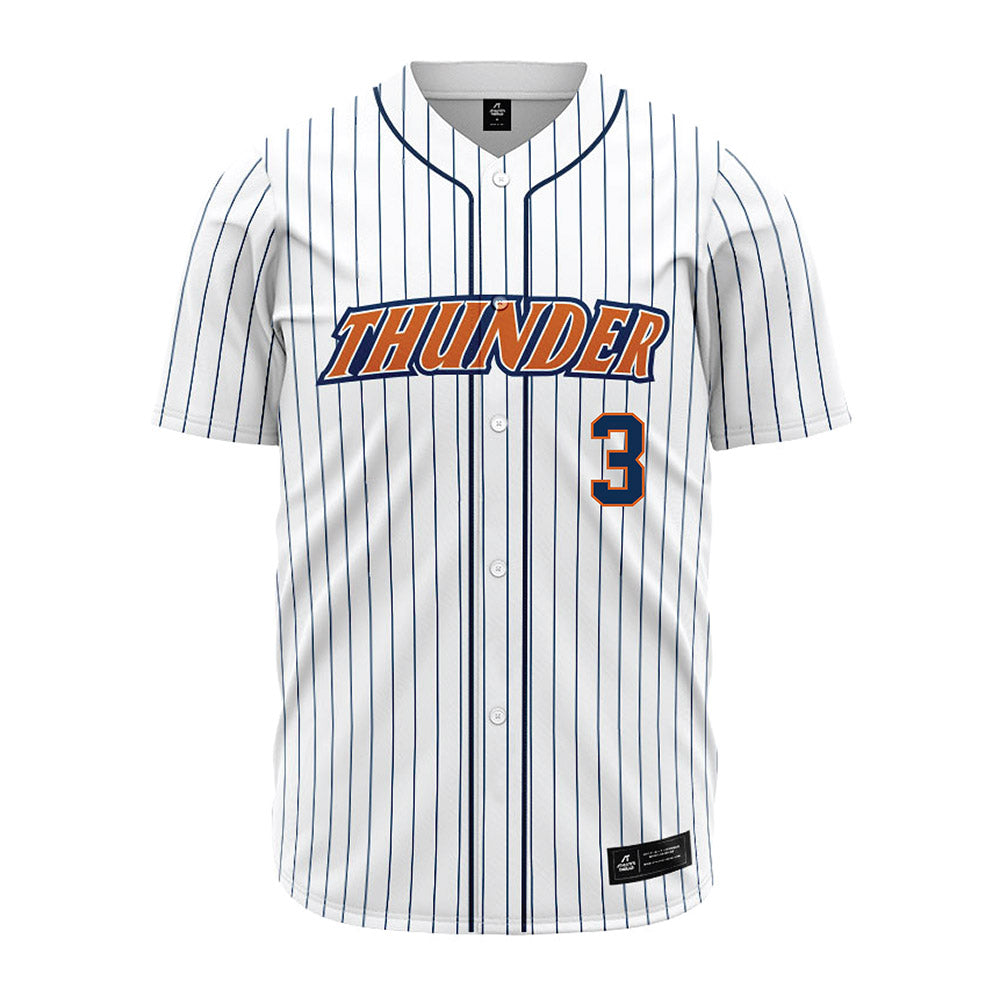 Wheaton IL - NCAA Baseball : Caleb Schauer - White Pinstripe Jersey-0