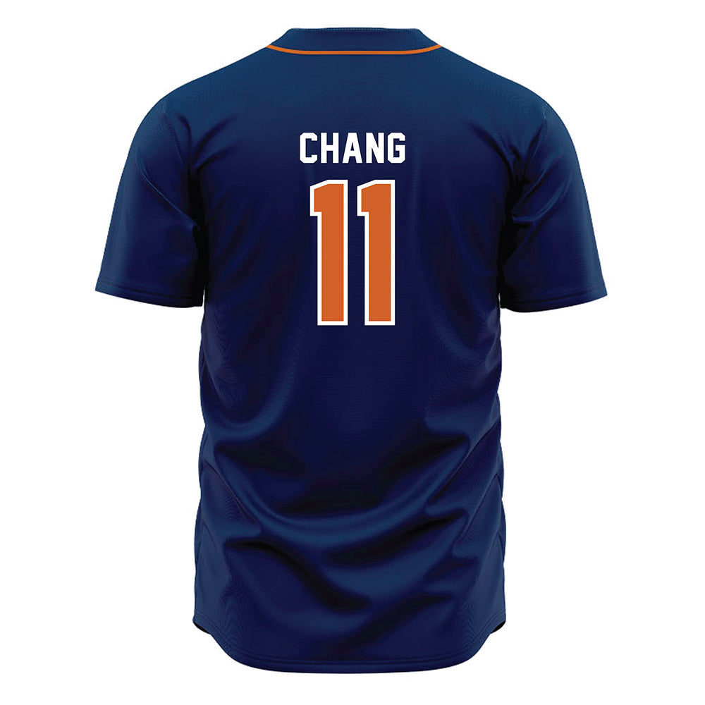 Wheaton IL - NCAA Baseball : Michael Chang - Navy Jersey-1