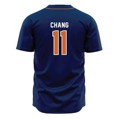 Wheaton IL - NCAA Baseball : Michael Chang - Navy Jersey-1