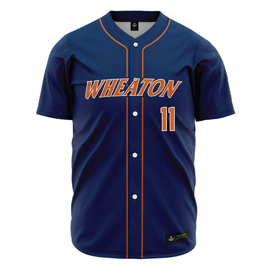 Wheaton IL - NCAA Baseball : Michael Chang - Navy Jersey-0