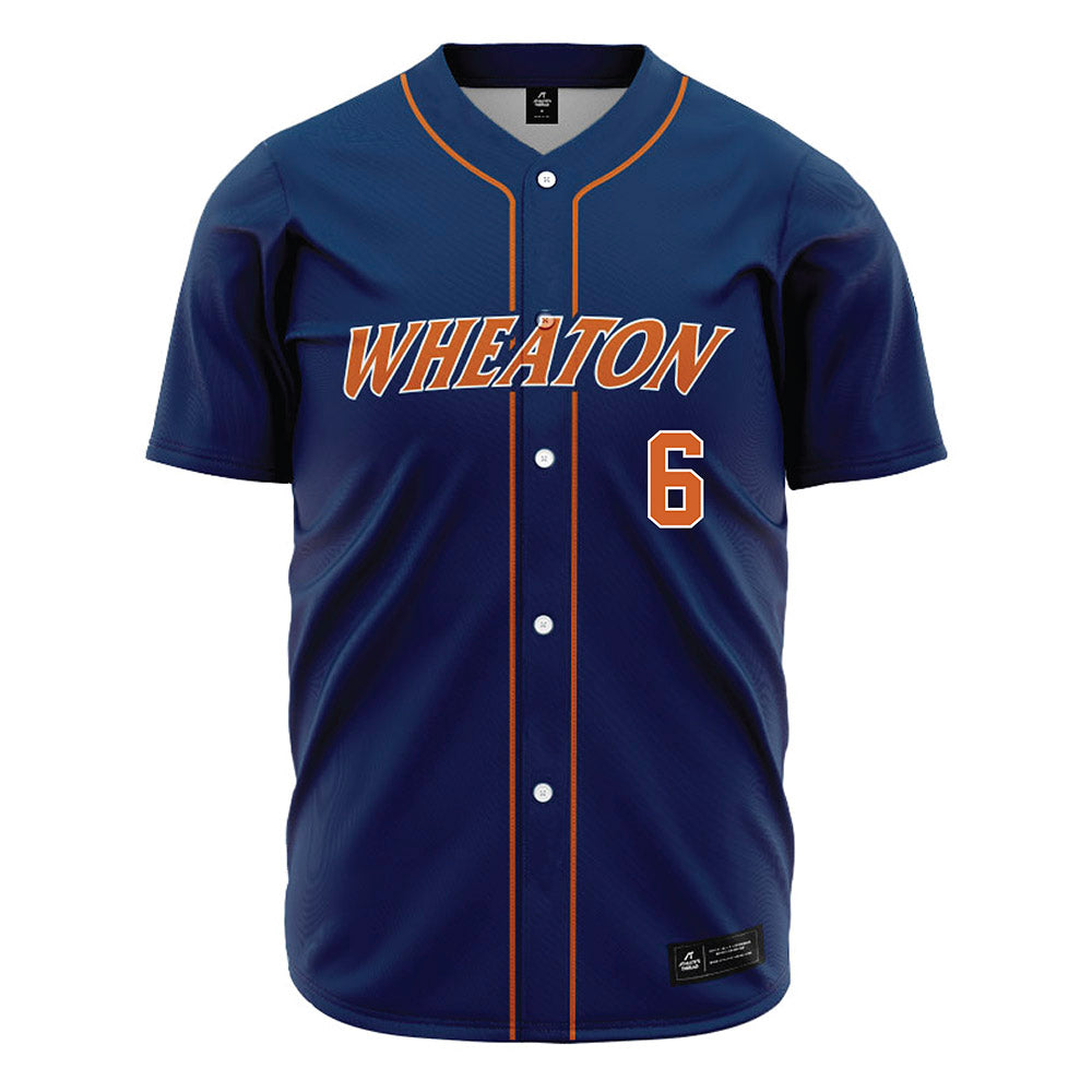 Wheaton IL - NCAA Baseball : Cole Daggett - Navy Jersey-0