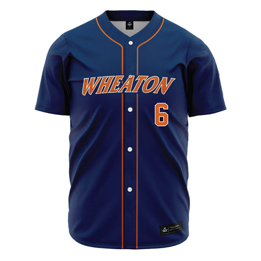 Wheaton IL - NCAA Baseball : Cole Daggett - Navy Jersey-0