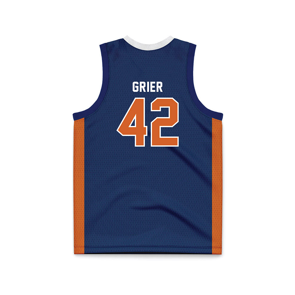 Wheaton IL - NCAA Men's Basketball : Kyle Grier - Navy Basketball Jersey-1