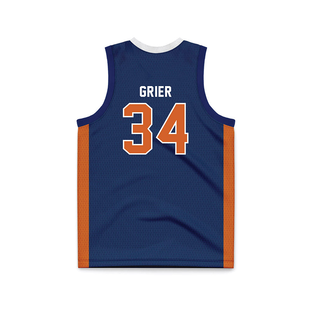 Wheaton IL - NCAA Men's Basketball : Carson Grier - Navy Basketball Jersey-1