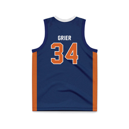 Wheaton IL - NCAA Men's Basketball : Carson Grier - Navy Basketball Jersey-1