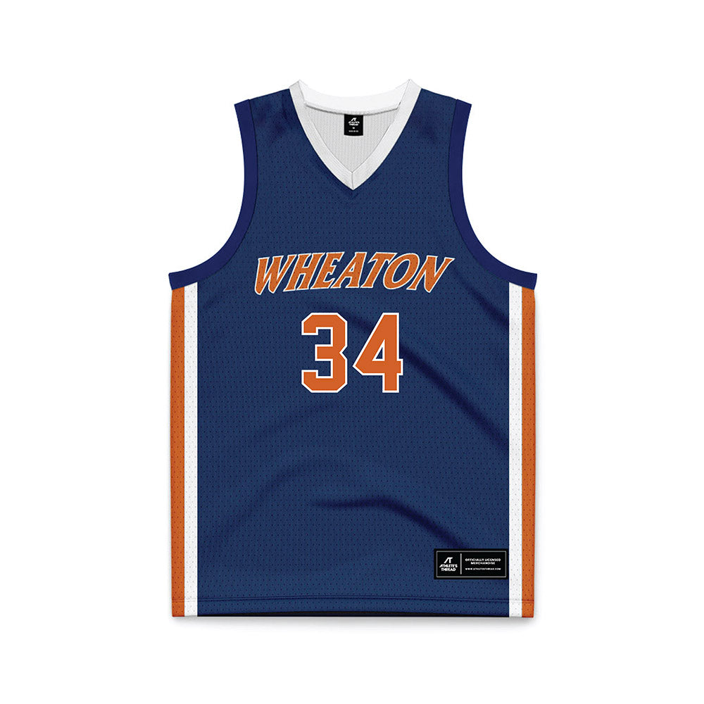 Wheaton IL - NCAA Men's Basketball : Carson Grier - Navy Basketball Jersey-0
