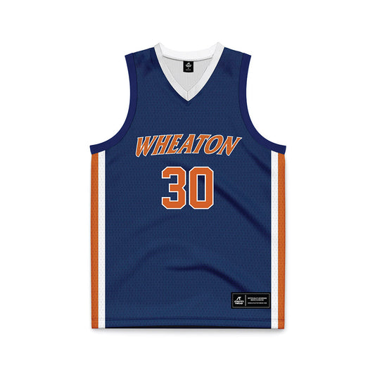 Wheaton IL - NCAA Men's Basketball : Cayden Mudd - Navy Basketball Jersey-0