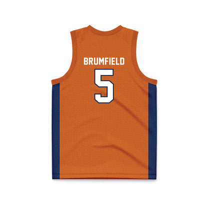 Wheaton IL - NCAA Men's Basketball : Noah Brumfield - Orange Basketball Jersey-1