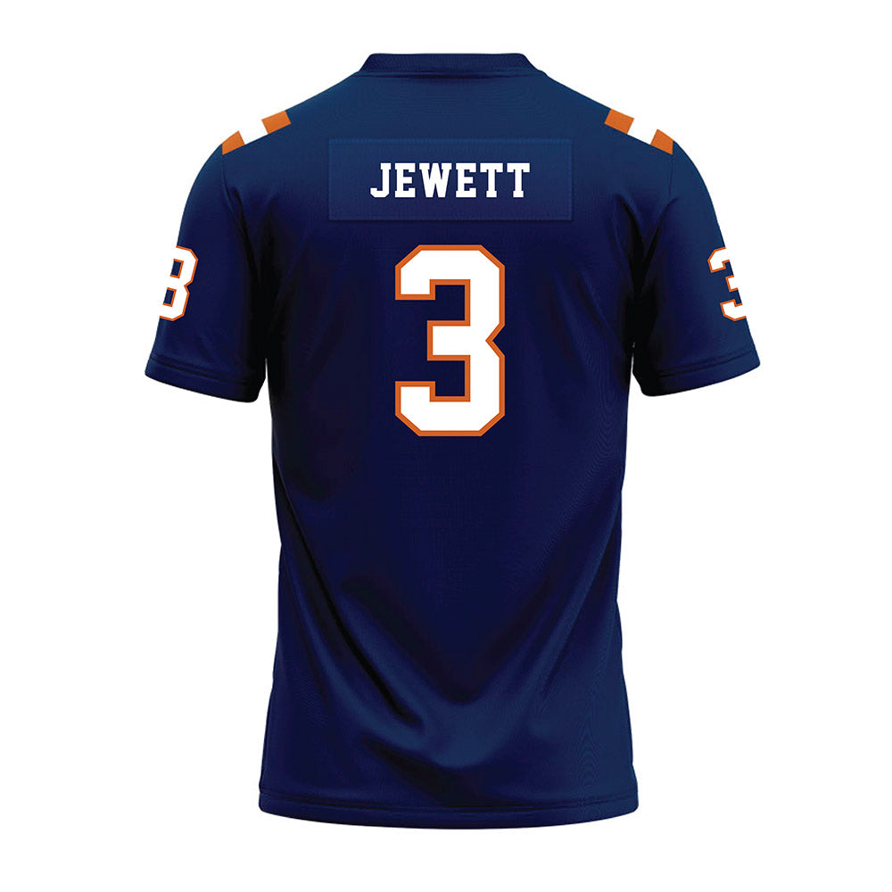 Wheaton IL - NCAA Football : Whit Jewett - Navy Premium Football Jersey-1