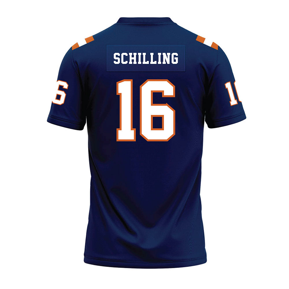 Wheaton IL - NCAA Football : Rich Schilling - Navy Premium Football Jersey-1