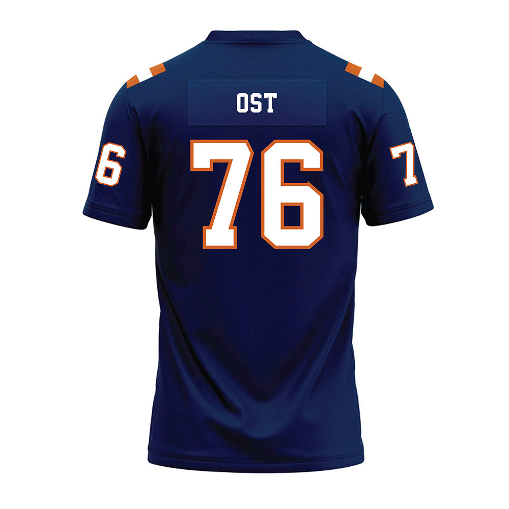 Wheaton IL - NCAA Football : Leo Ost - Navy Premium Football Jersey-1