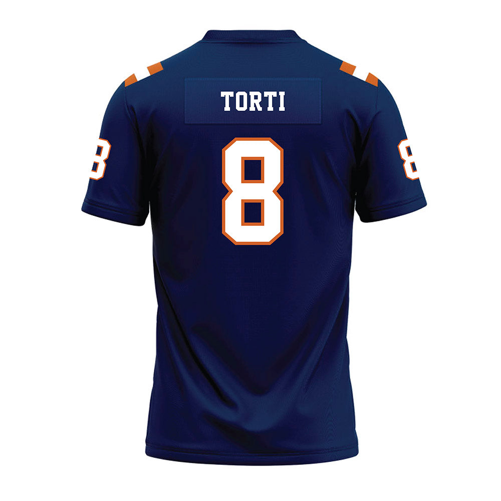 Wheaton IL - NCAA Football : Luca Torti - Navy Premium Football Jersey-1