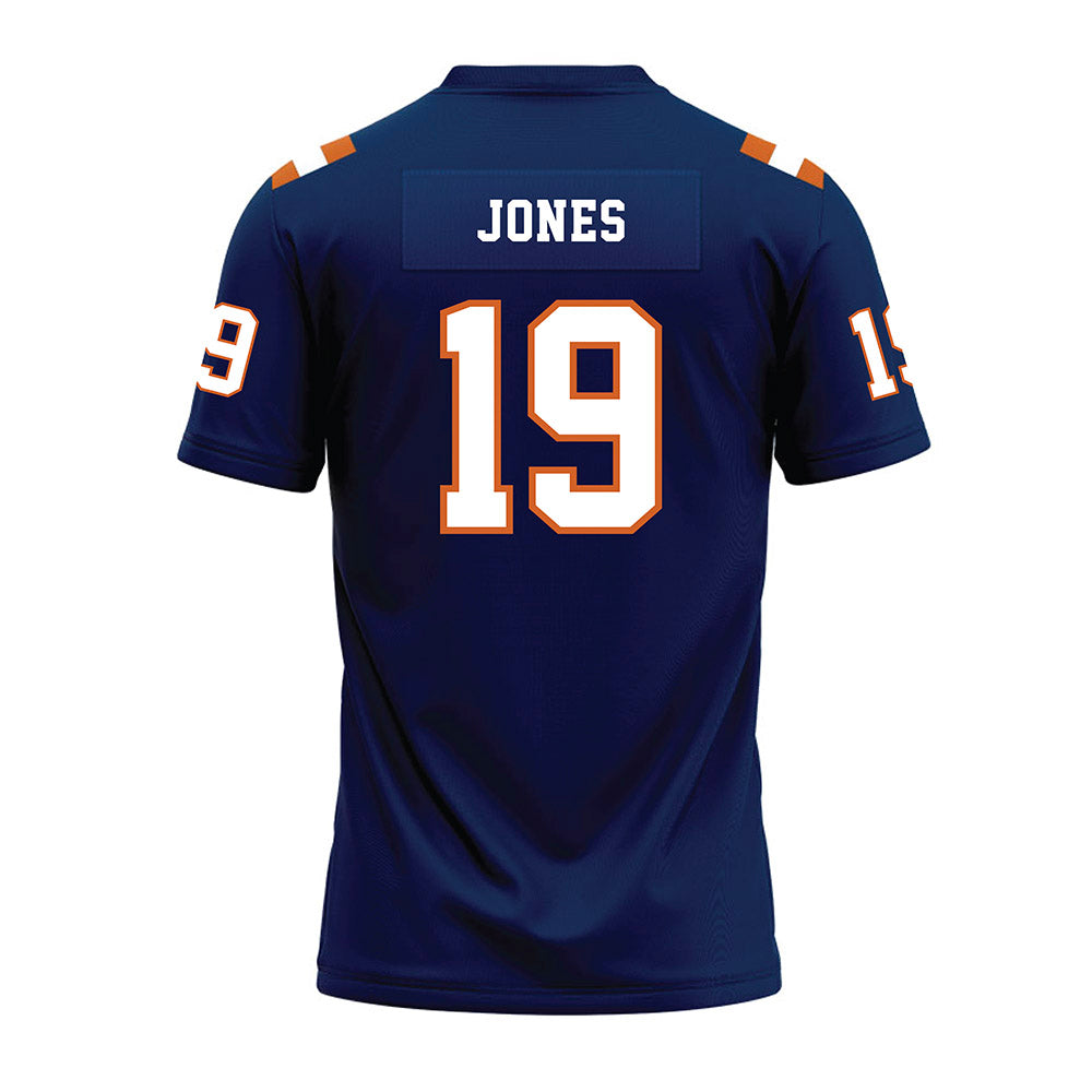 Wheaton IL - NCAA Football : Malachi Jones - Navy Premium Football Jersey-1