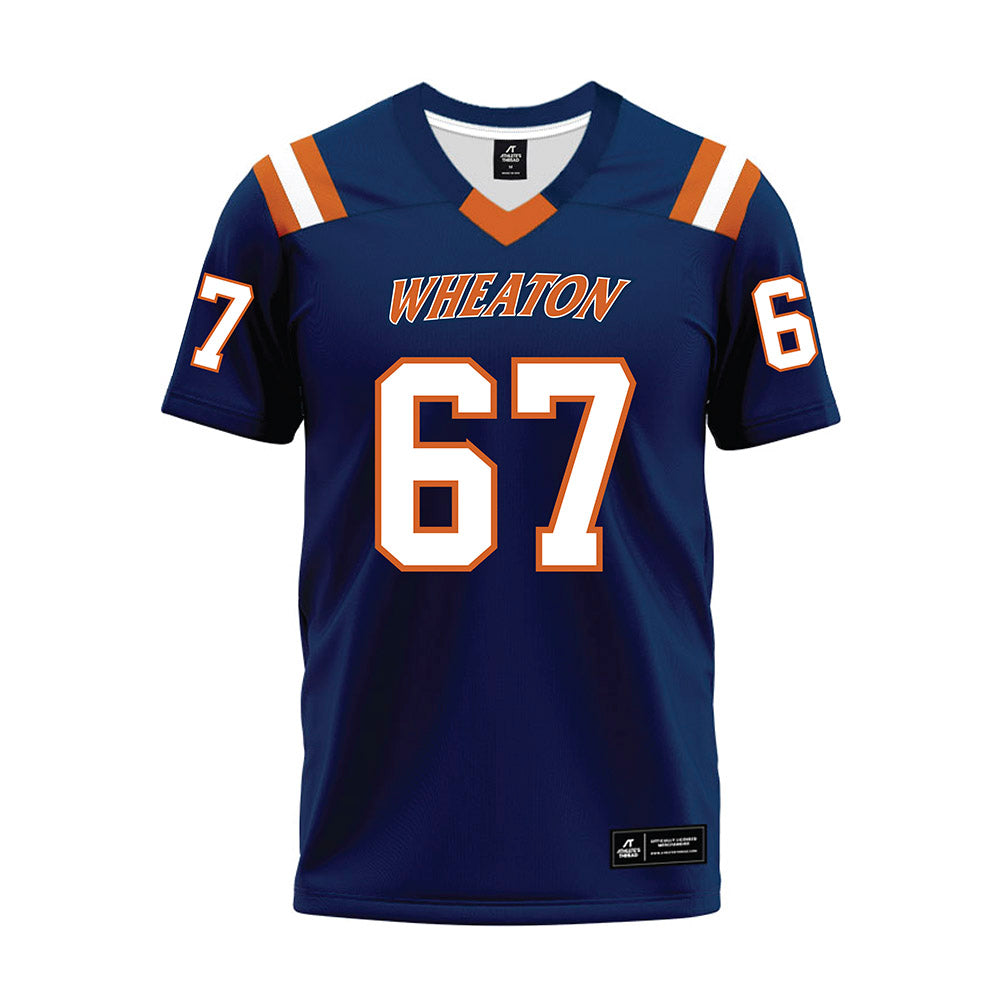 Wheaton IL - NCAA Football : Soren Gaston - Navy Premium Football Jersey-0