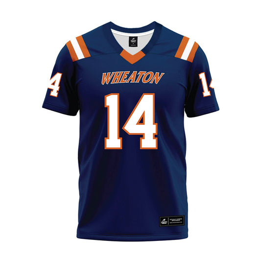 Wheaton IL - NCAA Football : Reid Black - Navy Premium Football Jersey-0