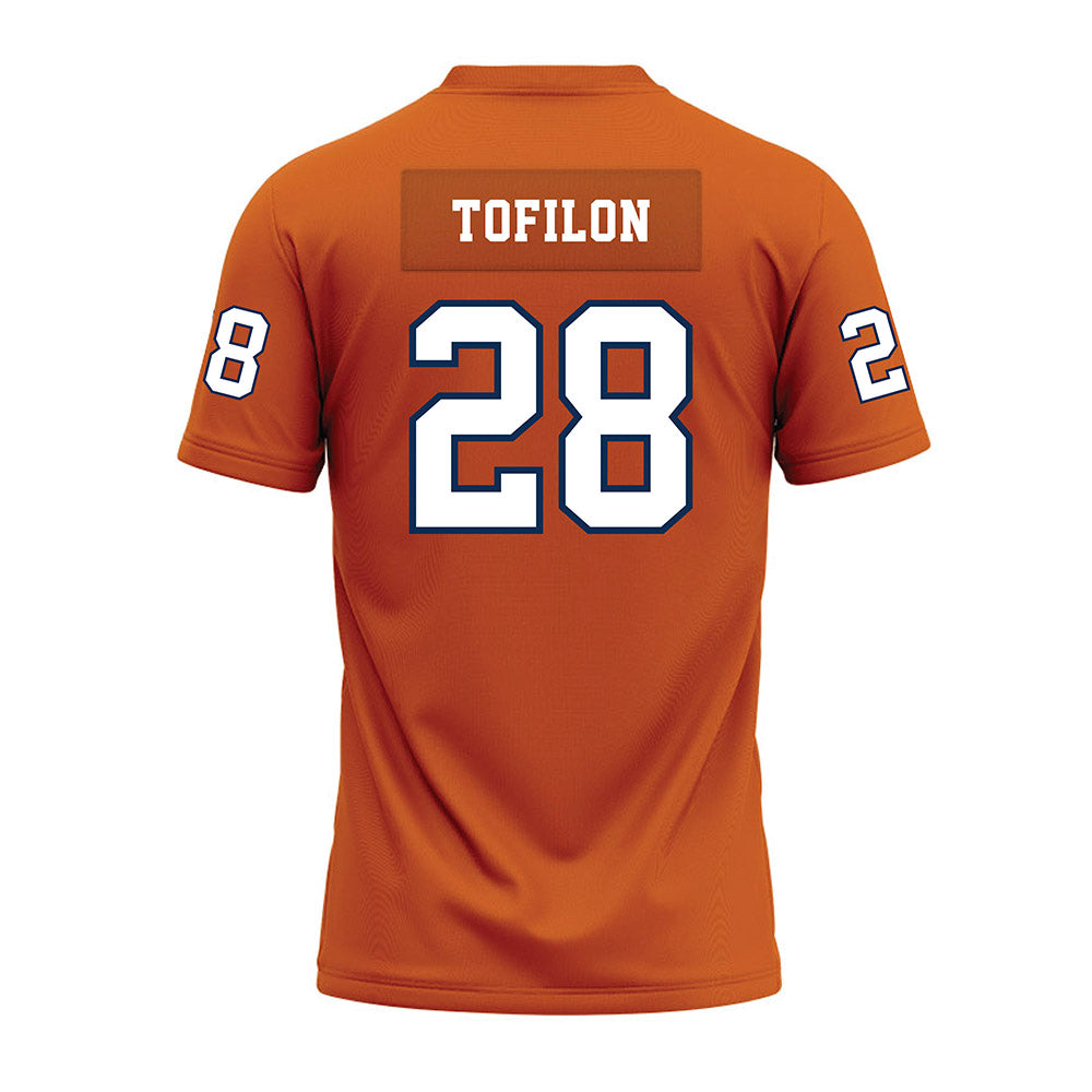 Wheaton IL - NCAA Football : Nate Tofilon - Orange Premium Football Jersey-1